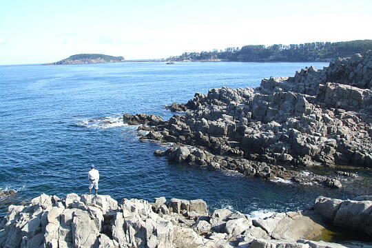 /pref-fukui/sakai/g060903/oshima-tDSCF0306.JPG 東尋坊から見た雄島 の写真(83) 2006年09月03日